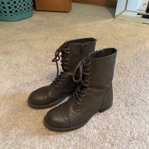 brown combat boots